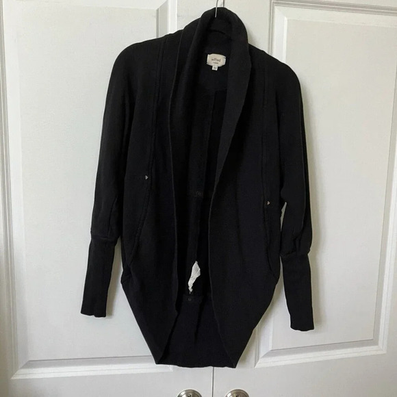 Aritzia Wilfred Diderot Sweater Open-Front  Cocoon Cardigan Black Womens XS Stud - Picture 2 of 6